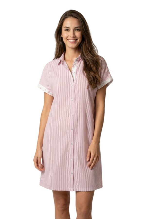 chemise de nuit femme coton rose vue complète