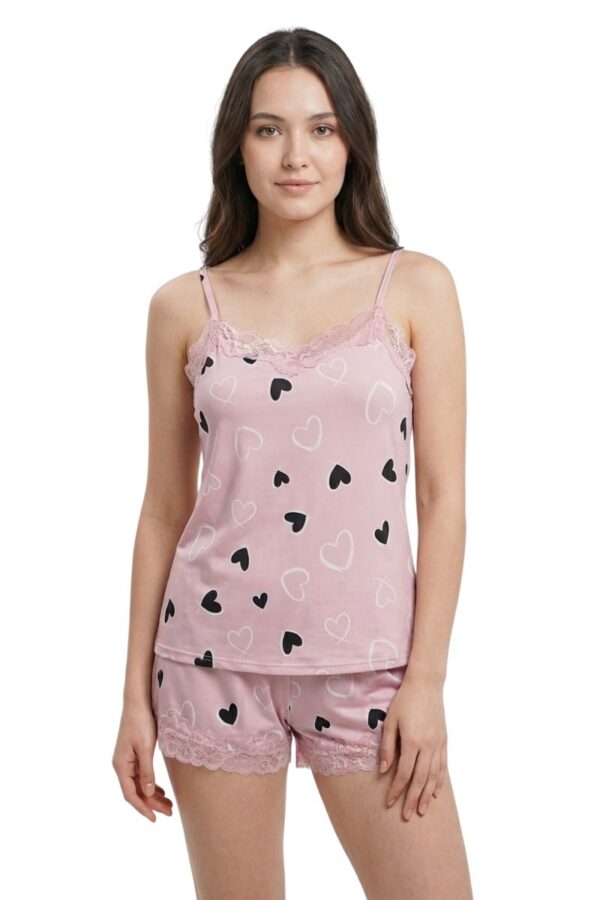 pyjama short femme rose caraco dentelle ultra doux