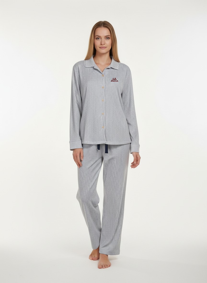 Pyjama femme bleu rayé - LiseBell