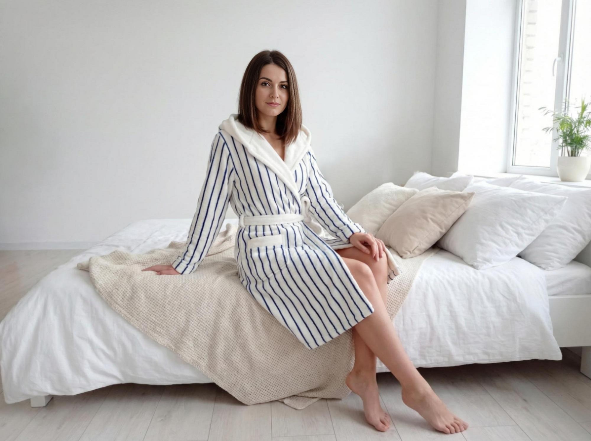 Robe de chambre bleue- LiseBell loungewear vêtements de nuit