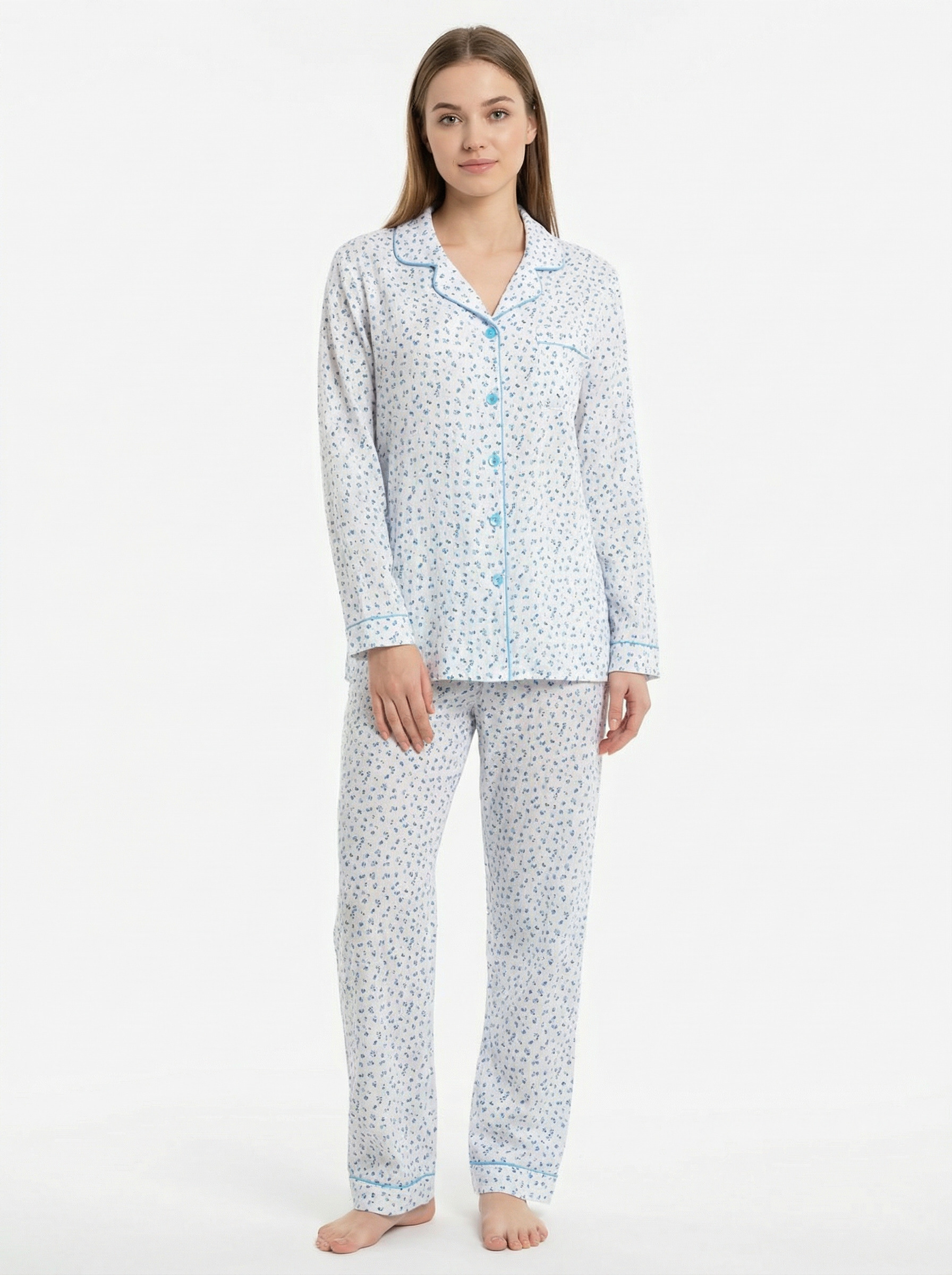 Ensemble pyjama en maille texturée 100 % coton. Imprimé floral – Image 2