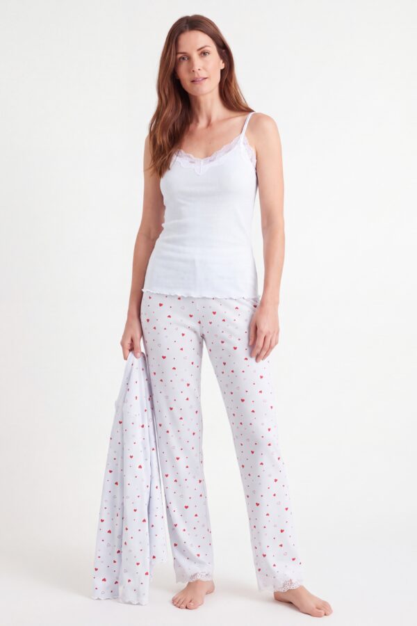 Ensemble de pyjama 3 pièces blanc caraco - gilet