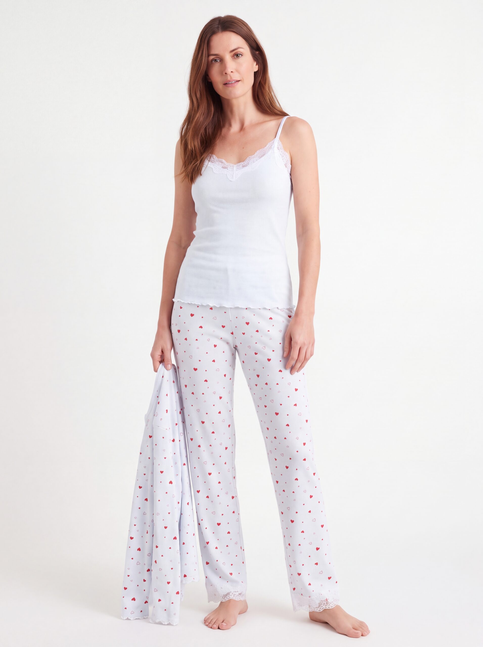 Ensemble de pyjama 3 pièces blanc caraco - gilet