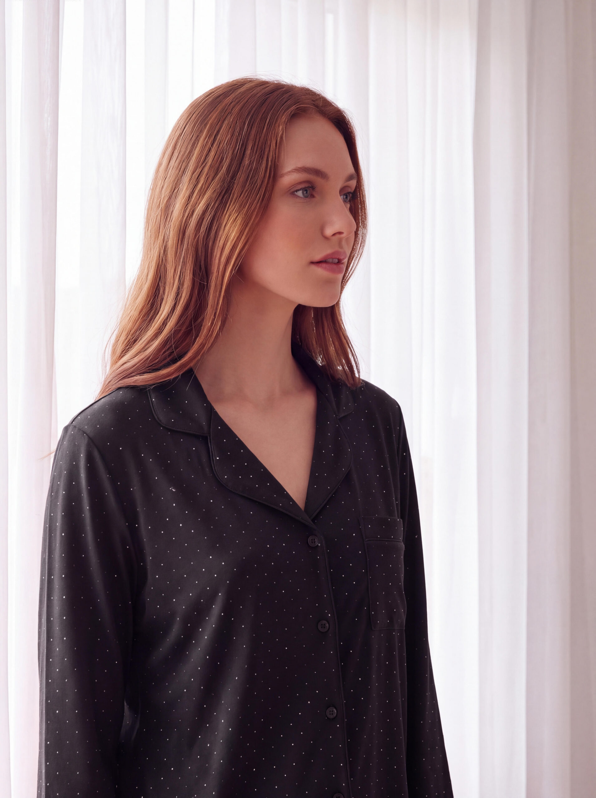 Ensemble pyjama douceur rose à pois lurex. – Image 3