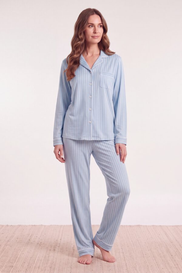 Pyjama femme à rayures, bleu