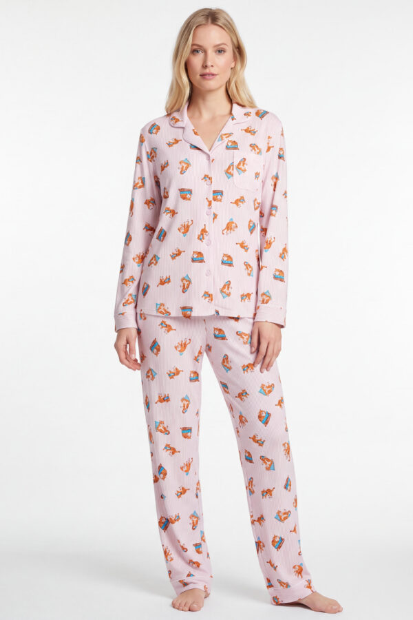 Pyjama doux en coton et modal , imprimé chatons, Parme.