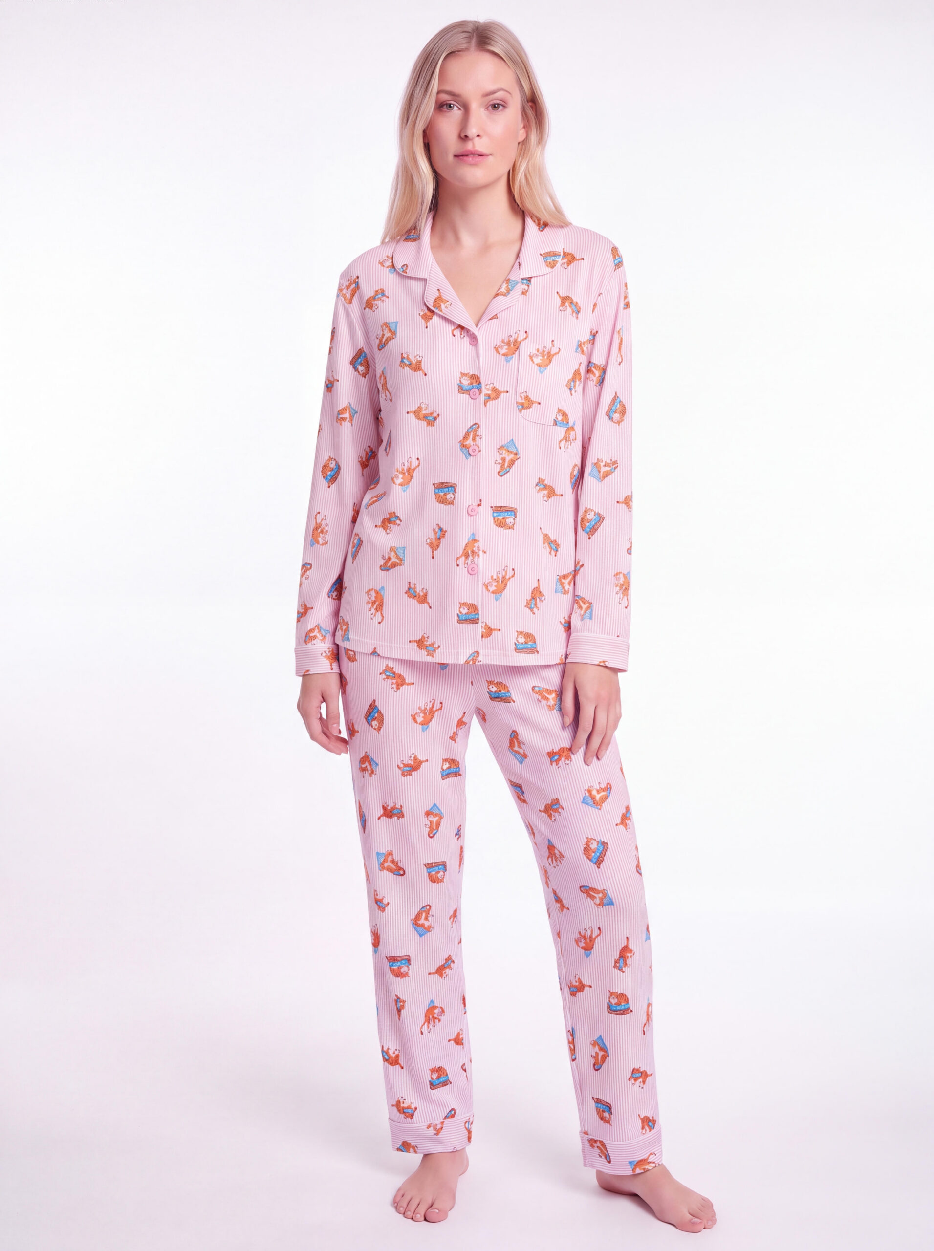 Pyjama ouvert boutonné, ultra souceur coton modal, Rose.